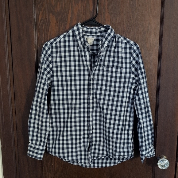 Crewcuts Other - Crewcuts Navy & White Checkered Button Down Long Sleeve Shirt Size Boys 12